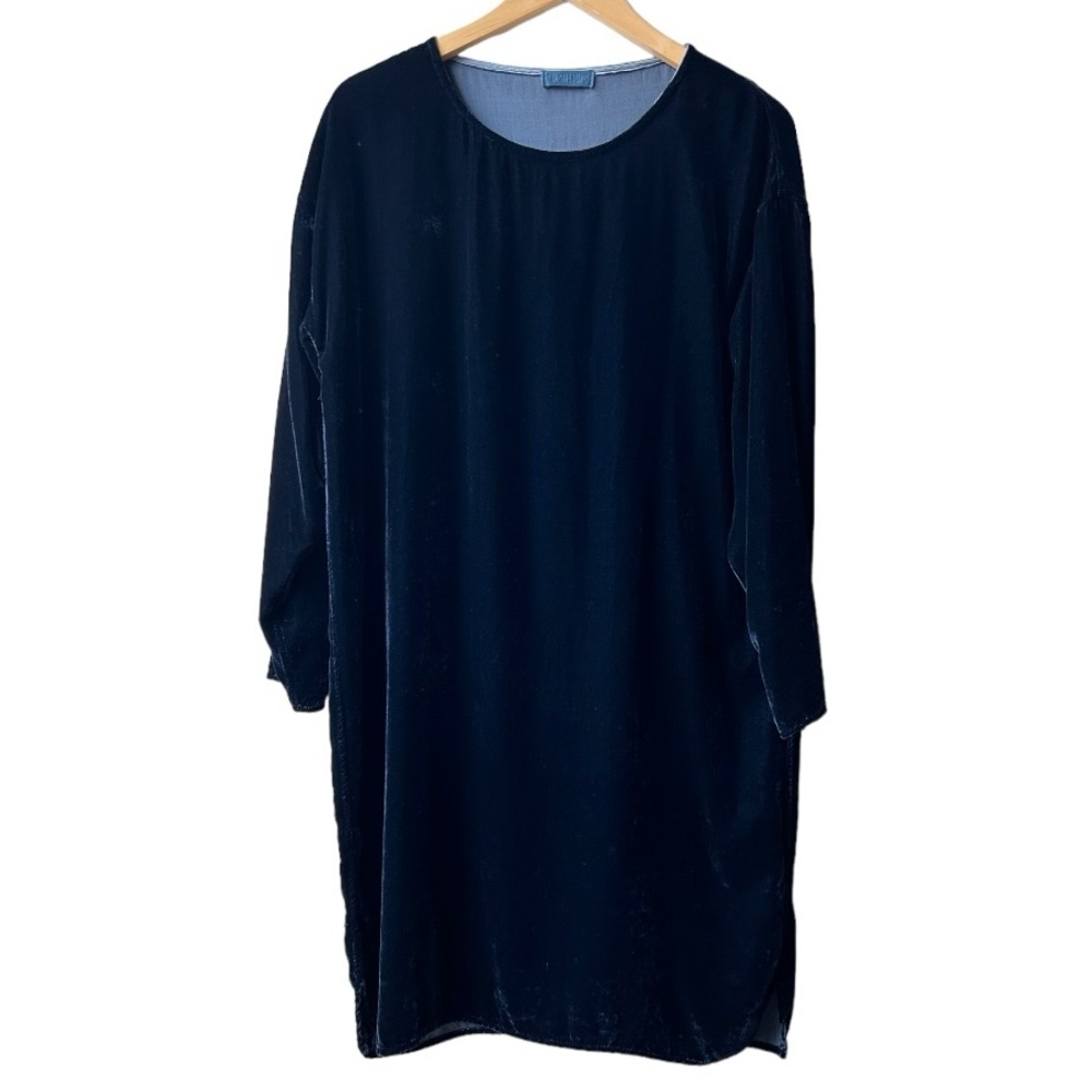 CP Shades Navy Blue Velvet Long Sleeve Dress Sz S